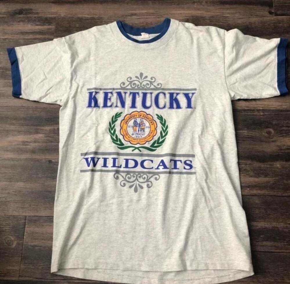 Vintage 90s University of Kentucky Wildcats Ringer T-Shirt Size Large